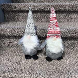 Gray and Red Gnome Decor Set